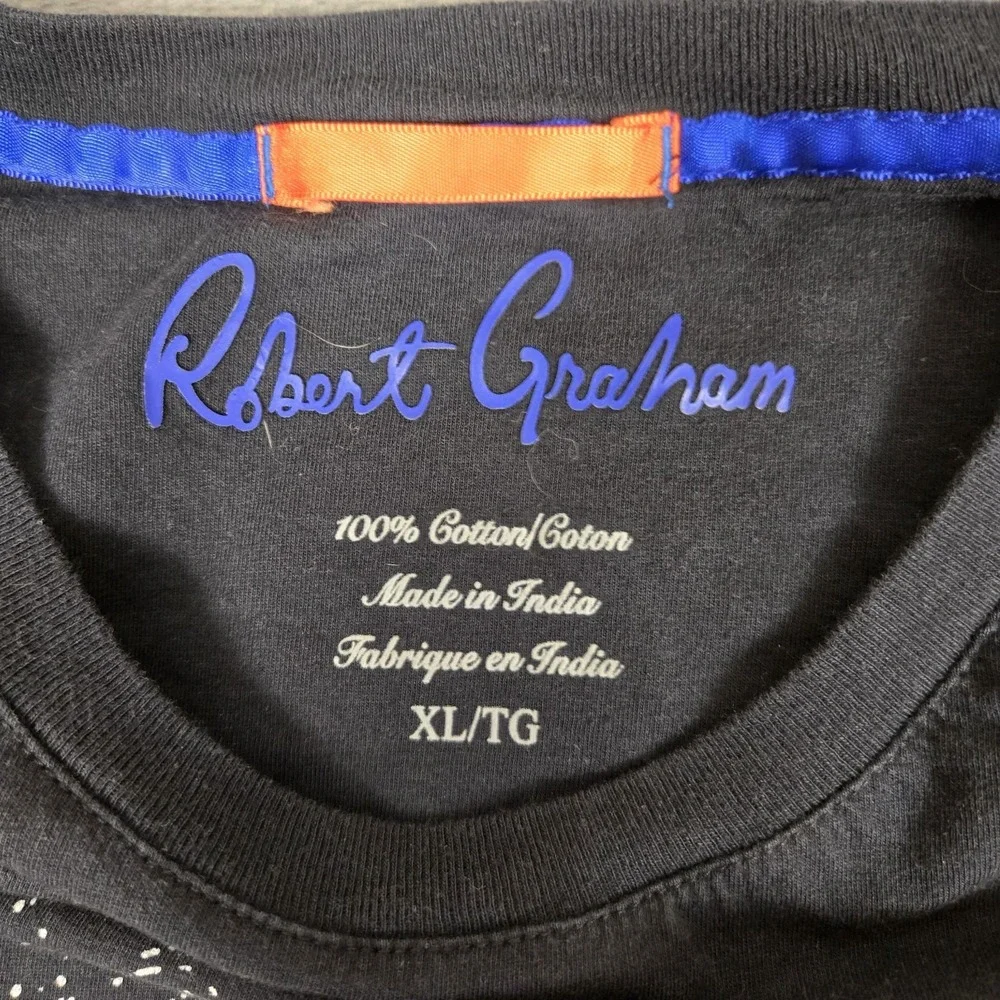 Robert Graham T-Shirt Mens XL Black Short Sleeve Skull Crew Neck Pullover Cotton